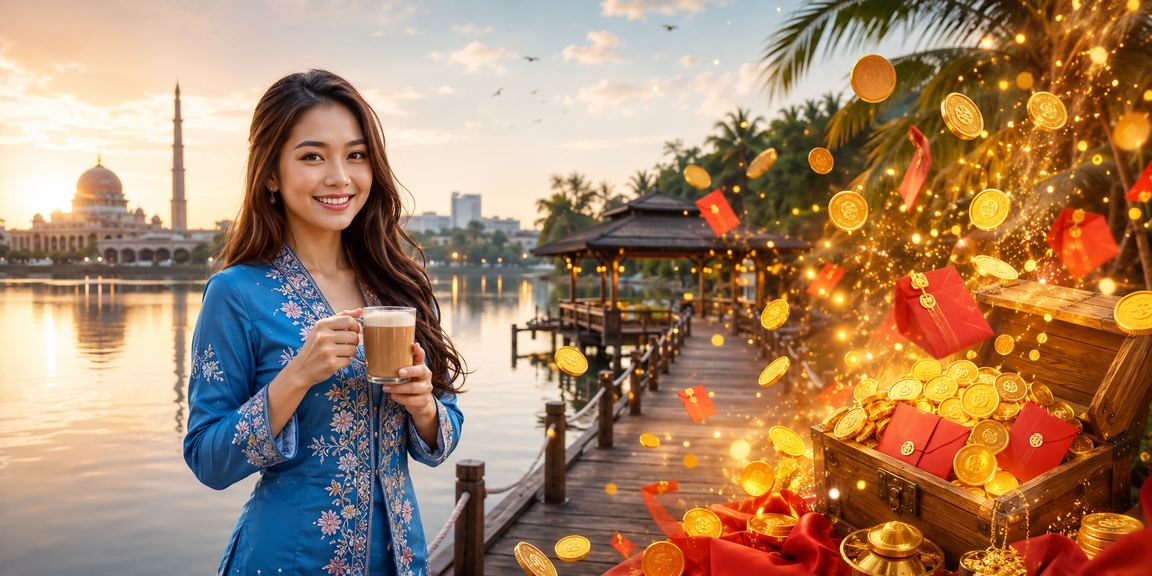 Festive red envelope bonus in Putrajaya featuring traditional baju kurung attire